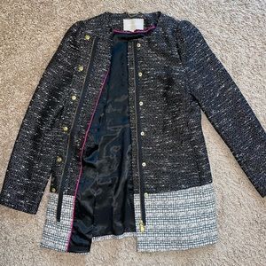 Banana Republic tweed collarless jacket size xs